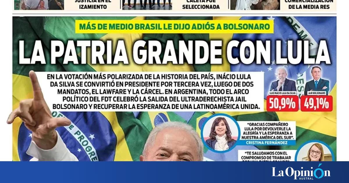 Diario La Opinión Austral tapa edición impresa del lunes 31 de octubre