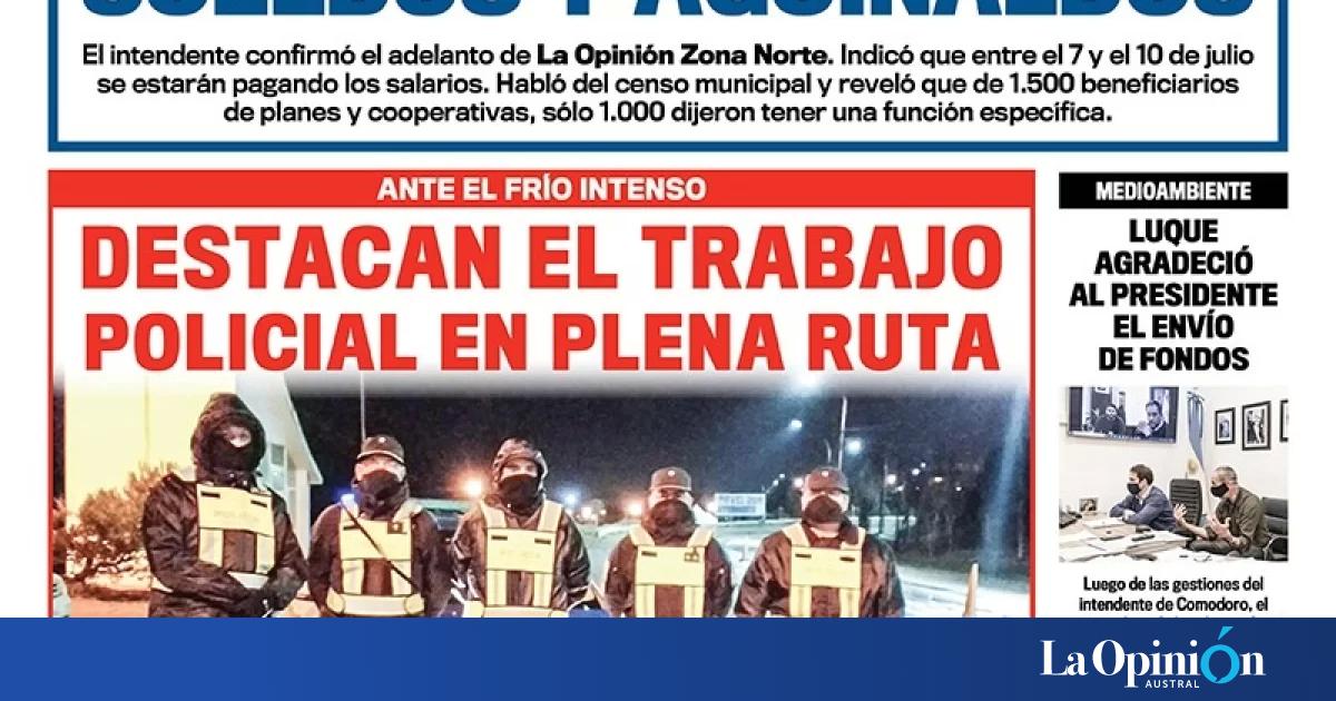 Diario La Opini N Zona Norte Tapa Edici N Impresa Del De Julio De