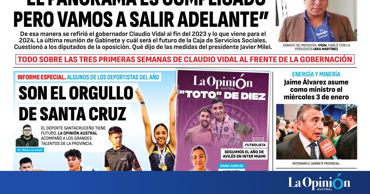 Diario La Opini N Austral Tapa Edici N Impresa Del Domingo De