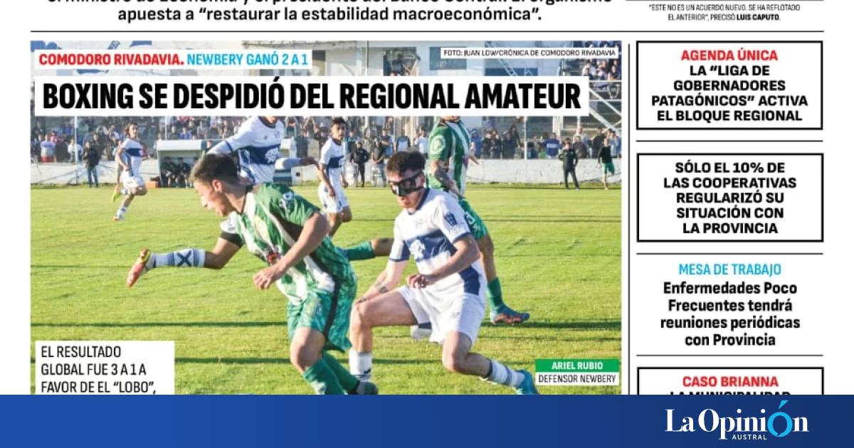 Diario La Opini N Austral Tapa Edici N Impresa Del Jueves De Enero