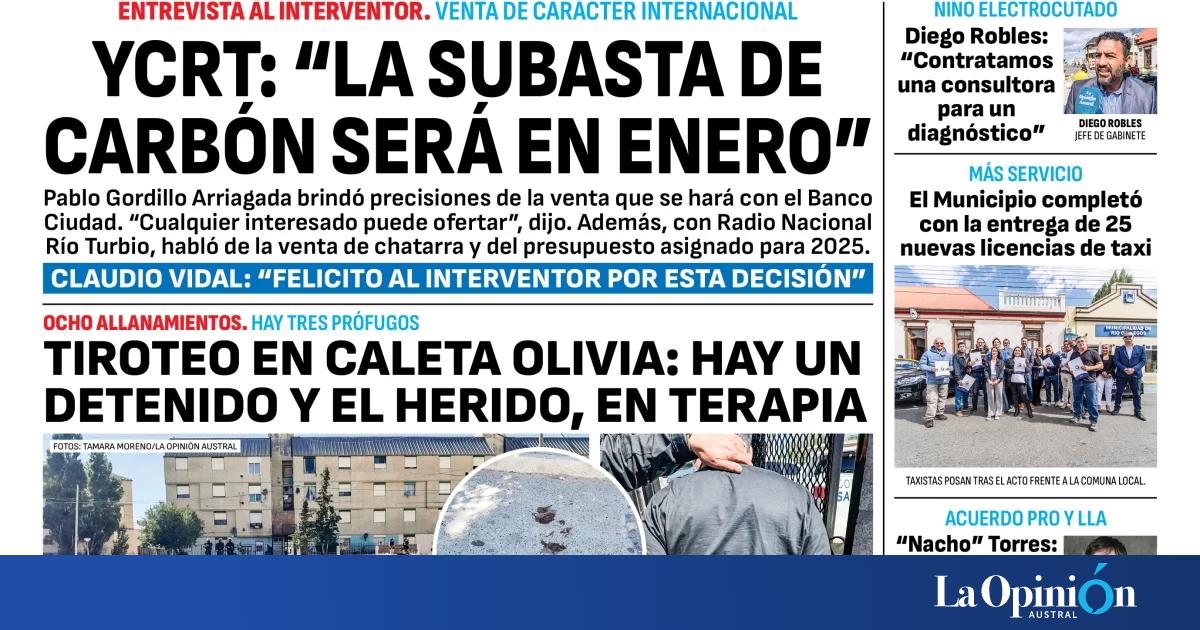 Tapa del Diario La Opinión Austral edición impresa del viernes 10 de