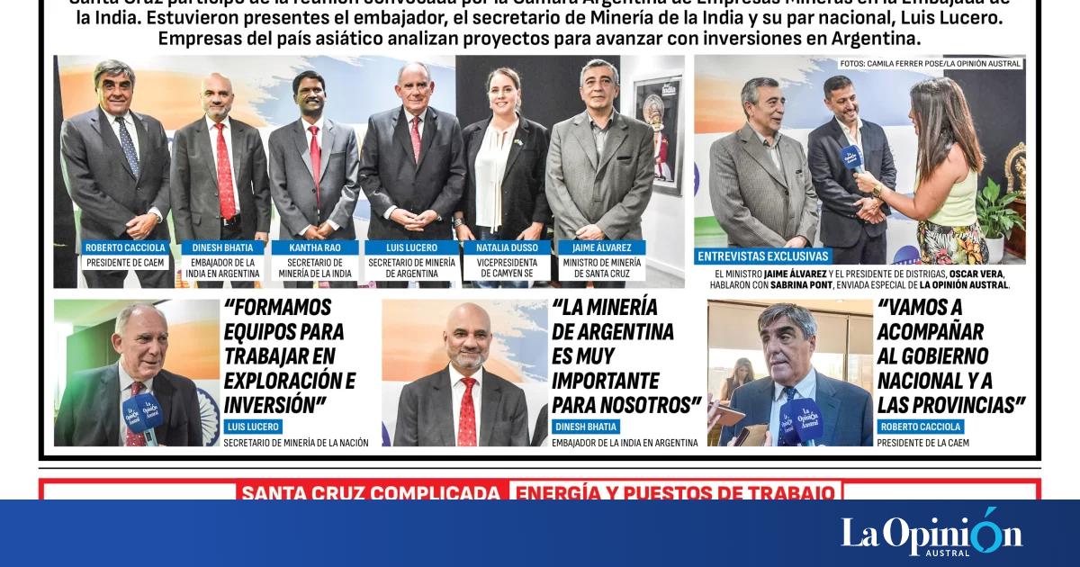 Tapa del Diario La Opinión Austral edición impresa del miércoles 29 de