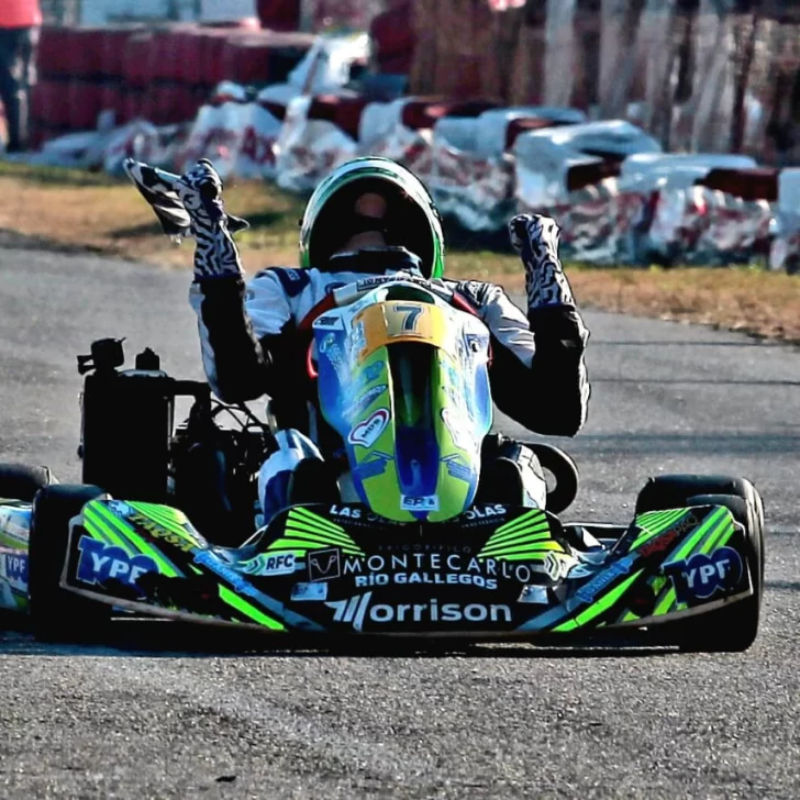 El piloto de Río Gallegos, Thiago Díaz ganó y se acomodó en en el top 3 en la Senior Max del karting nacional