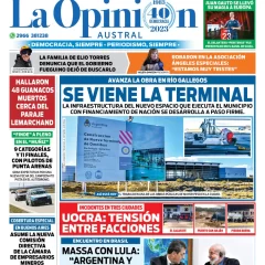 Diario La Opinión Austral tapa edición impresa del martes 29 de agosto de 2023, Río Gallegos, Santa Cruz, Argentina