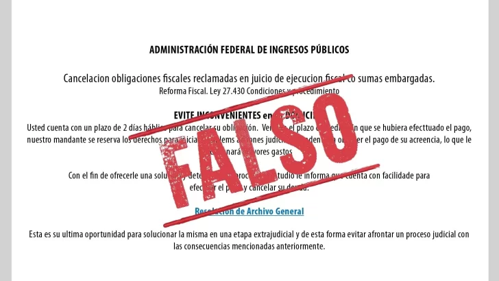 AFIP advierte por un mail falso que pide datos para hacer estafas