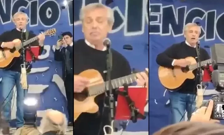 Video. Alberto Fernández se subió al escenario y cantó “Solo se trata de vivir” de Litto Nebbia