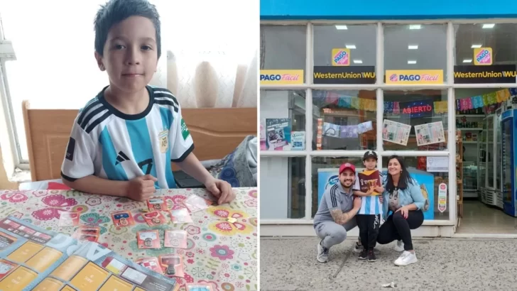 Final feliz: una pareja de kiosqueros le regaló un álbum del mundial al niño que había dibujado el suyo