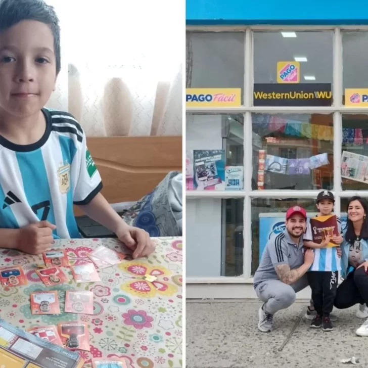 Final feliz: una pareja de kiosqueros le regaló un álbum del mundial al niño que había dibujado el suyo