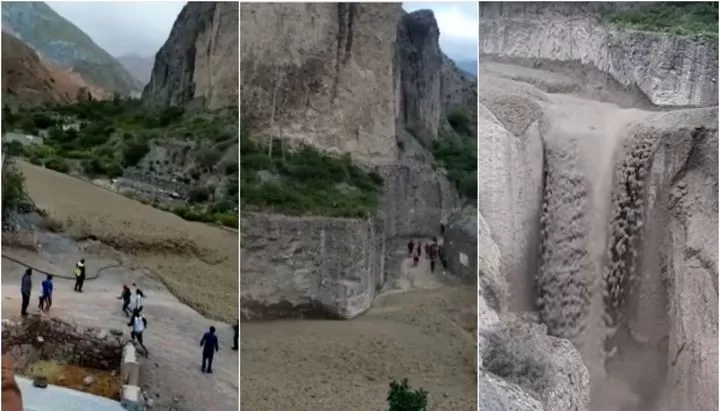 Video. Impresionante alud en Iruya tras el temporal: hay turistas varados y advierten por una nueva crecida del río