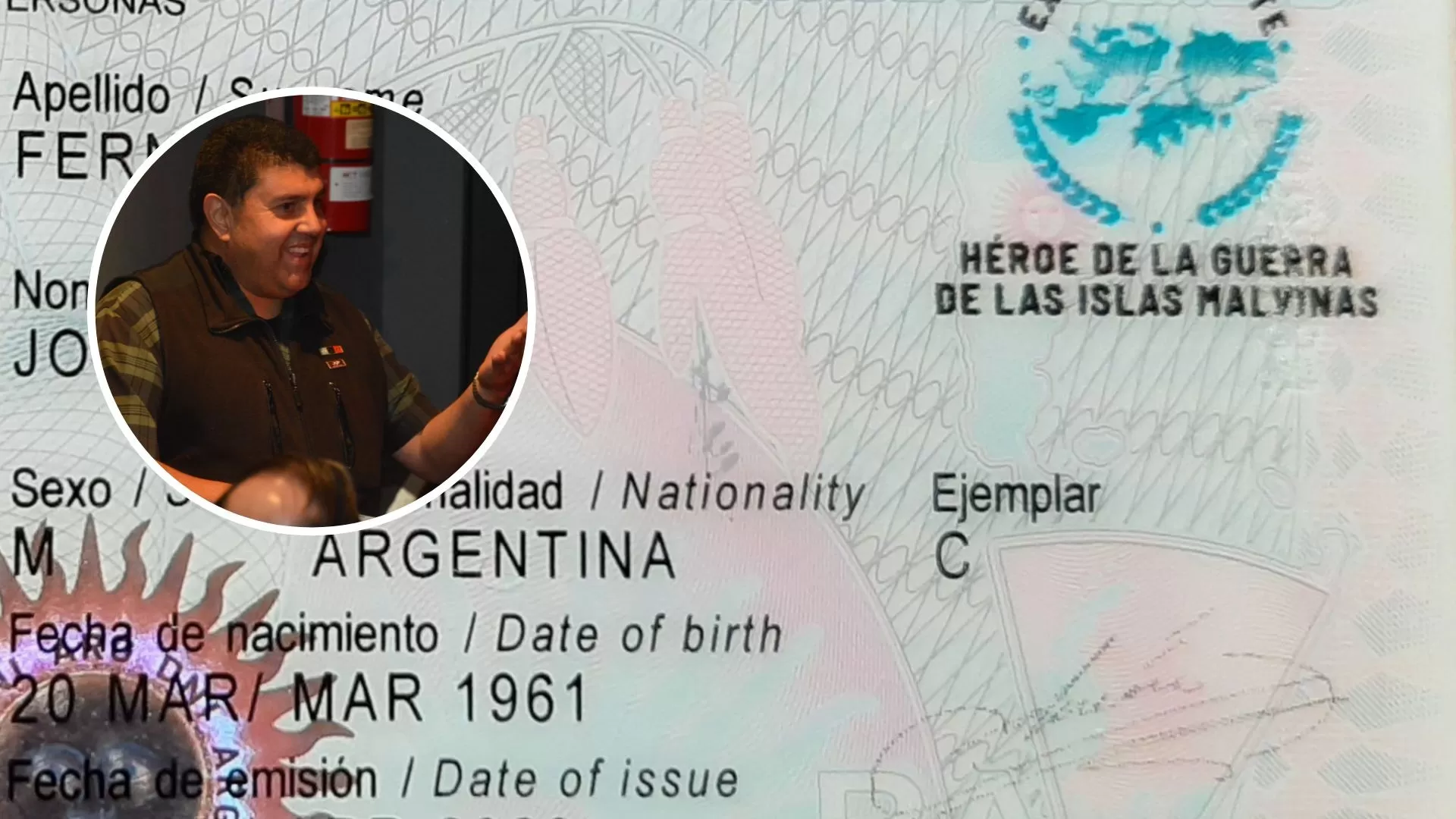 El excombatiente Andrés Fernández Cabral recibió el nuevo DNI para héroes de la guerra de Malvinas El excombatiente Andrés Fernández Cabral recibió el nuevo DNI para héroes de la guerra de Malvinas