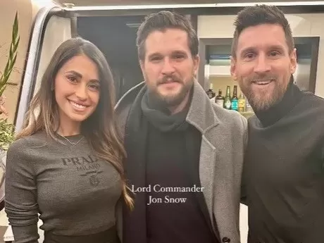 Lionel Messi conoció a “Jon Snow” y Antonella Roccuzzo compartió la imagen