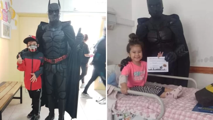El “Batman Sureño” recorre hospitales para alegrar a los niños y es furor en redes
