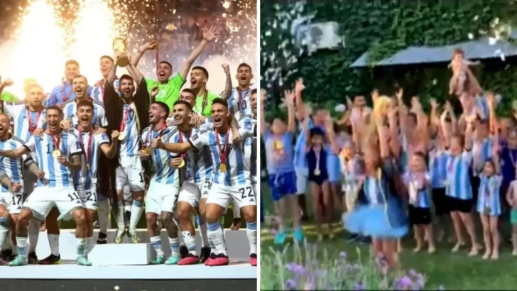 Video. Modo “Scaloneta”: una nena celebró su cumpleaños levantando la Copa del Mundo y se volvió viral