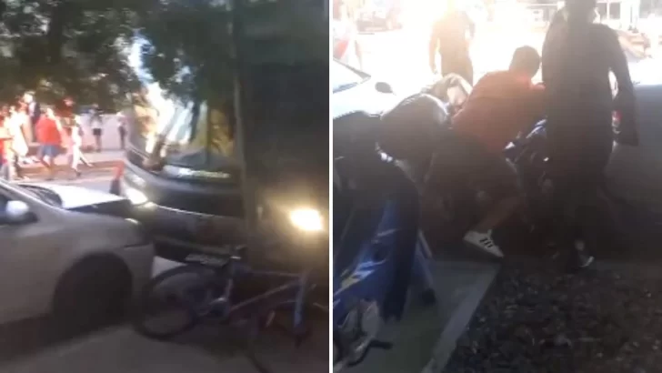Video. El colectivo de River quedó sin frenos y chocó a varios autos y motos