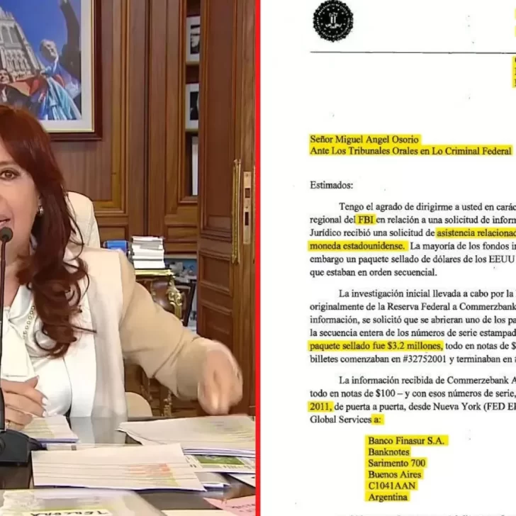Cristina Kirchner difundió documentos del FBI que vinculan los dólares de López con el macrismo