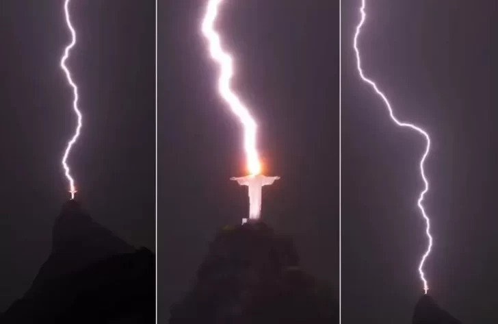 Un rayo impactó al Cristo Redentor: las tragedias que ocurrieron la última vez que lograron captar el momento
