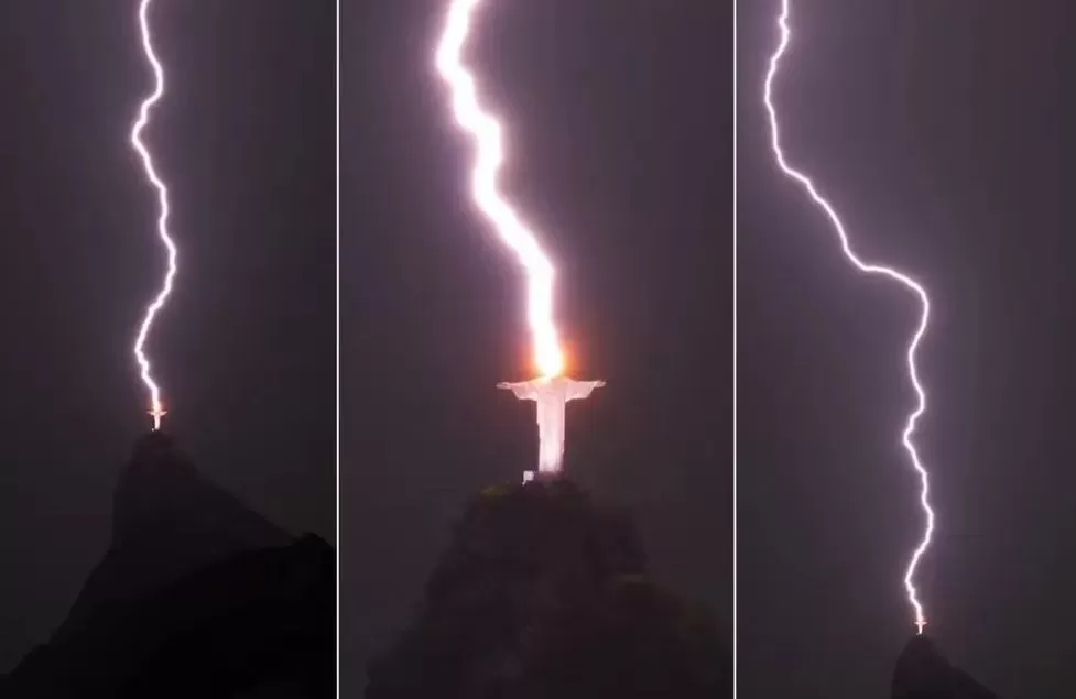 Un rayo impactó al Cristo Redentor: las tragedias que ocurrieron la última vez que lograron captar el momento