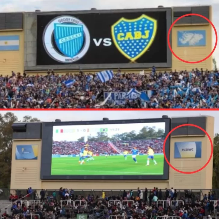 Escándalo en Mendoza: taparon el logo de las Islas Malvinas en el estadio del Mundial Sub 20