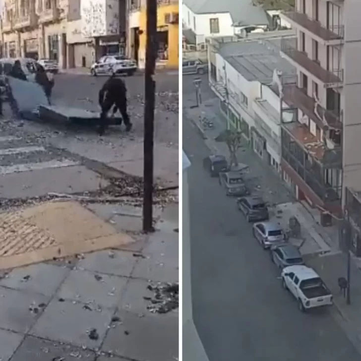 Video. Un fuerte temporal de viento hizo estallar los vidrios de varios comercios céntricos