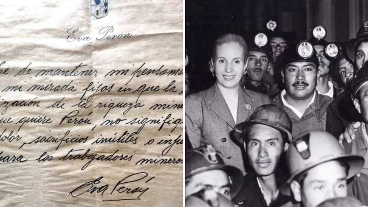Hallazgo: la carta de puño y letra de Eva Perón para los trabajadores mineros
