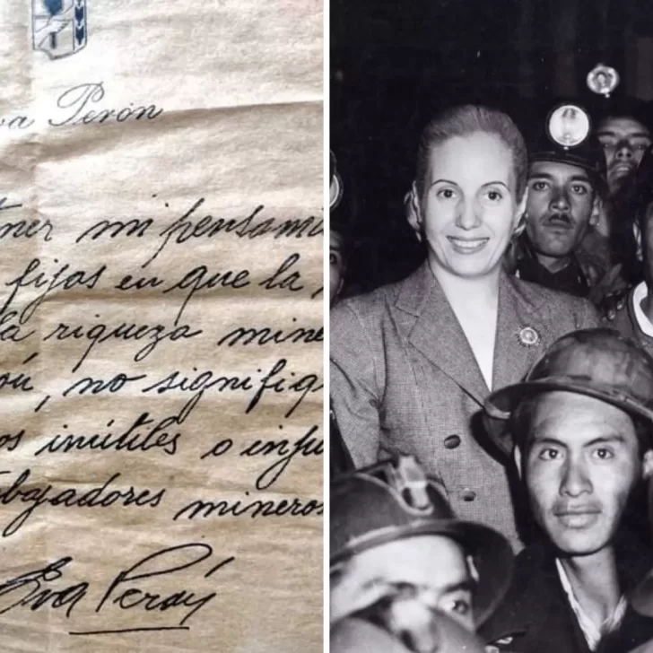 Hallazgo: la carta de puño y letra de Eva Perón para los trabajadores mineros