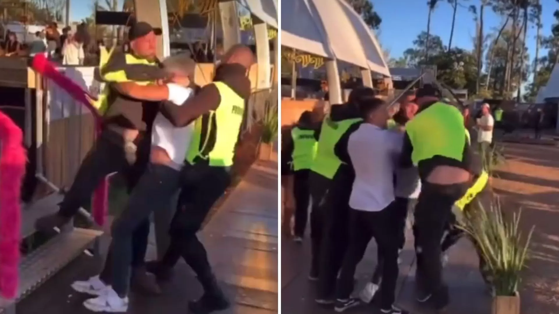 Patovicas de la Fiesta Bresh sacaron a las piñas a un hombre y arrastraron de los pelos a su pareja Patovicas de la Fiesta Bresh sacaron a las piñas a un hombre y arrastraron de los pelos a su pareja