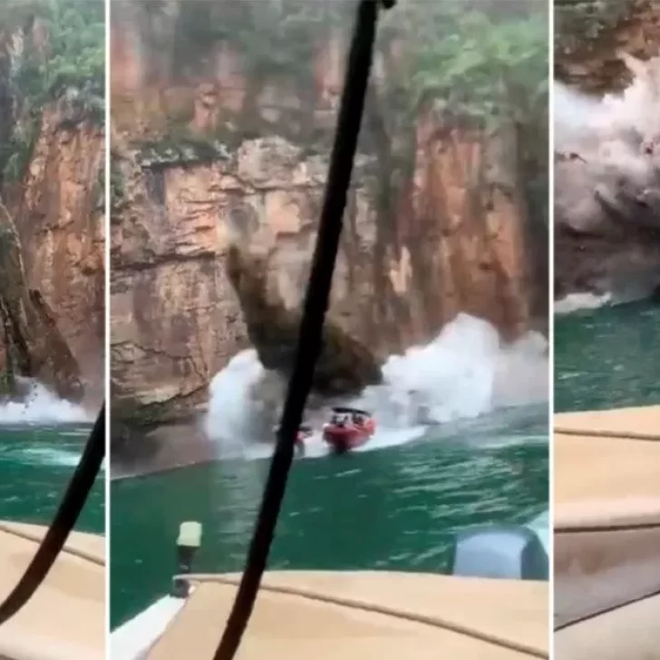 Tragedia en Brasil: el desesperante momento en que un acantilado se desprende y cae sobre lanchas de turistas