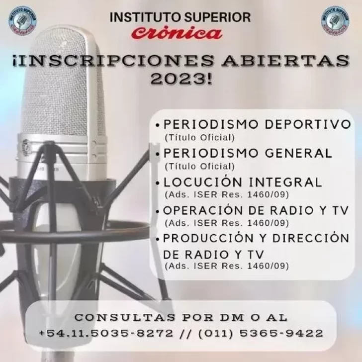 ¿Querés trabajar en medios?: últimos días de inscripción para estudiar en el Instituto Superior Crónica ¿Querés trabajar en medios?: últimos días de inscripción para estudiar en el Instituto Superior Crónica