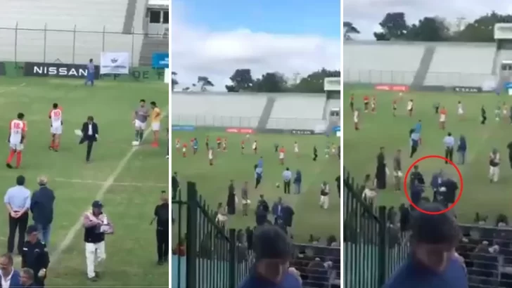 Video. Lacalle Pou le pegó un pelotazo a un jefe de Policía mientras practicaba rugby