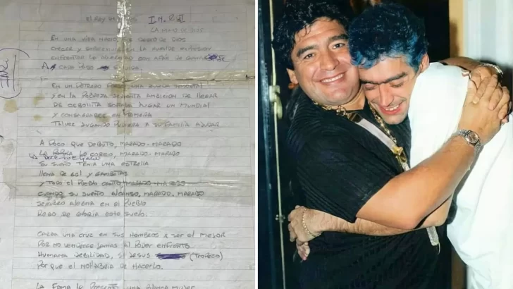 Subastan el manuscrito de “La Mano de Dios”, la canción que Rodrigo hizo para Diego Maradona