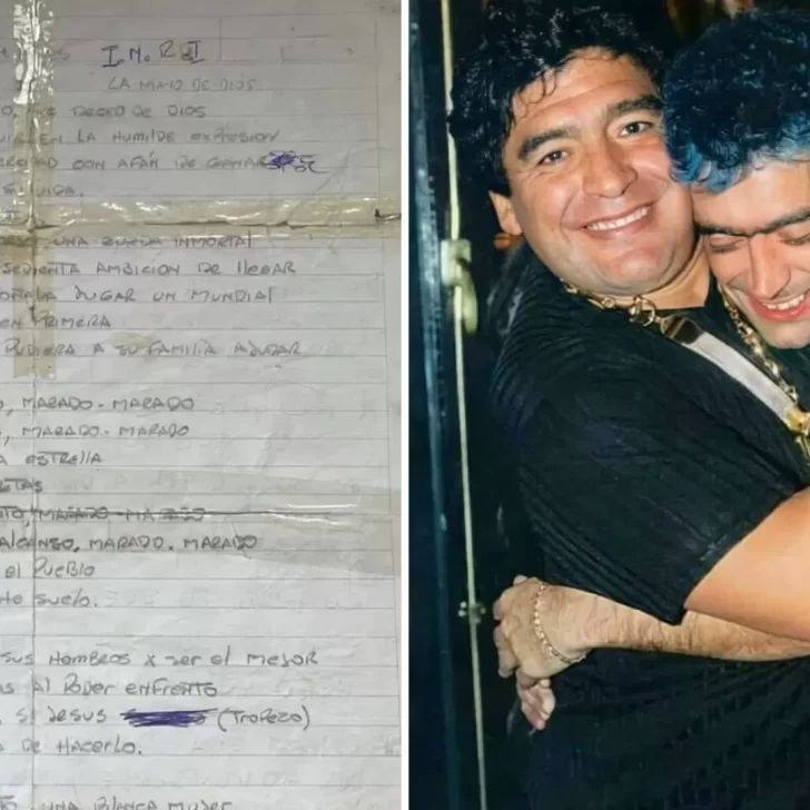 Subastan el manuscrito de “La Mano de Dios”, la canción que Rodrigo hizo para Diego Maradona