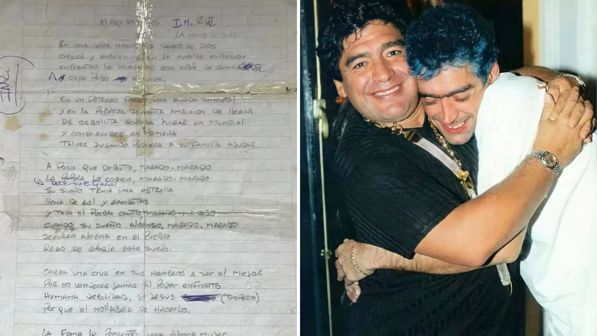 Subastan el manuscrito de “La Mano de Dios”, la canción que Rodrigo hizo para Diego Maradona