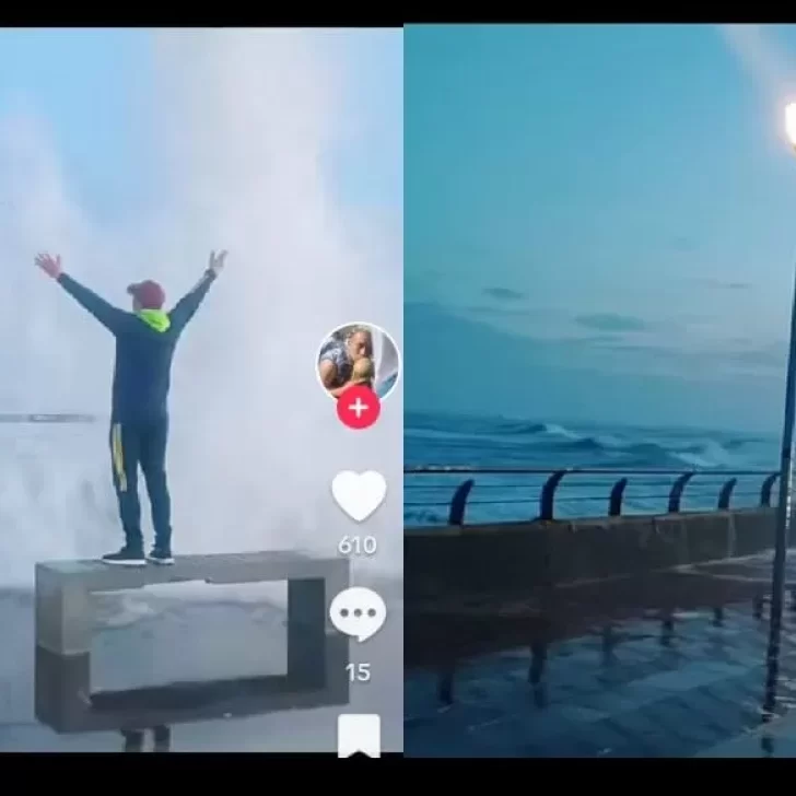 Olas de más de 3 metros: el video de la marejada en Comodoro Rivadavia que se volvió viral en TikTok