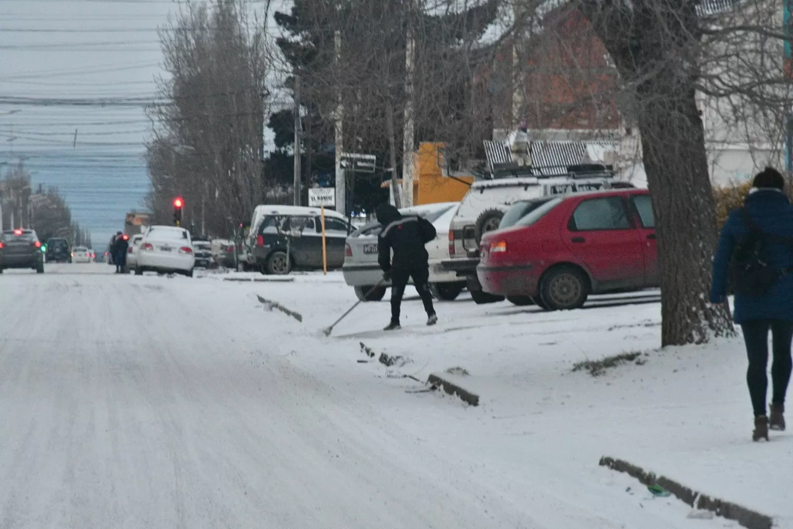 Así amaneció Río Gallegos tras una nueva nevada y una sensación térmica de -17°C