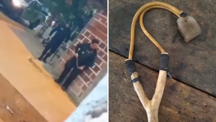 Video. Un policía usó una “gomera” para detener a un motochorro y se volvió viral
