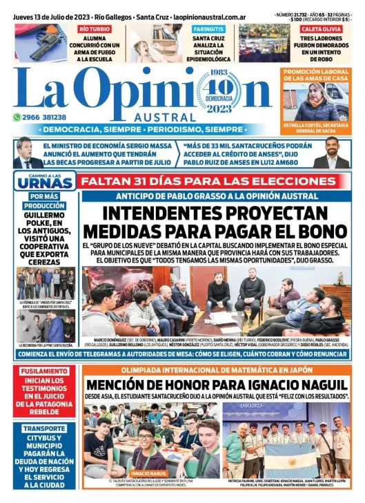 tapa-la-opinion-austral-13-de-julio-2023-31-dias-para-las-elecciones-intendentes-proyectan-medidas-para-pagar-el-bono-mencion-de-honor-naguil-529x728