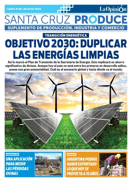 Tapa Suplemento especial de Santa Cruz Produce, Objetivo 2030: duplicar las energías limpias