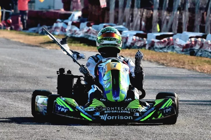 Fecha en Baradero: Thiago Díaz, de Río Gallegos, compite en el campeonato de karting