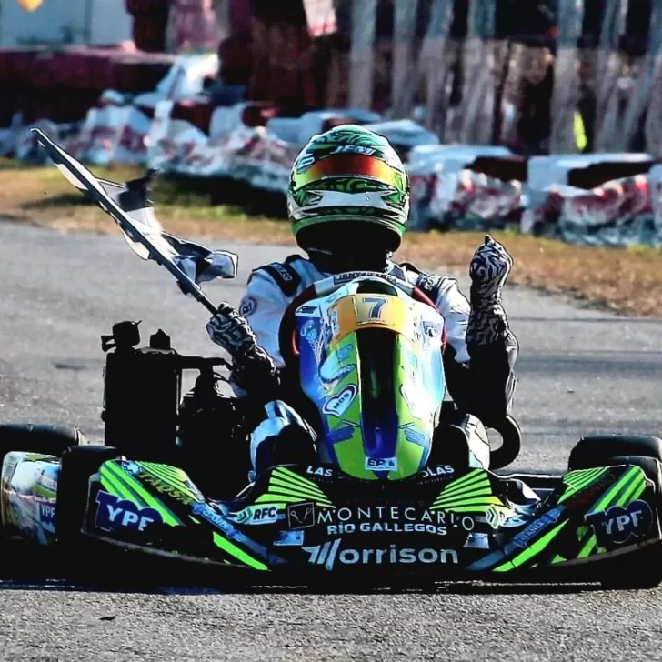 Fecha en Baradero: Thiago Díaz, de Río Gallegos, compite en el campeonato de karting