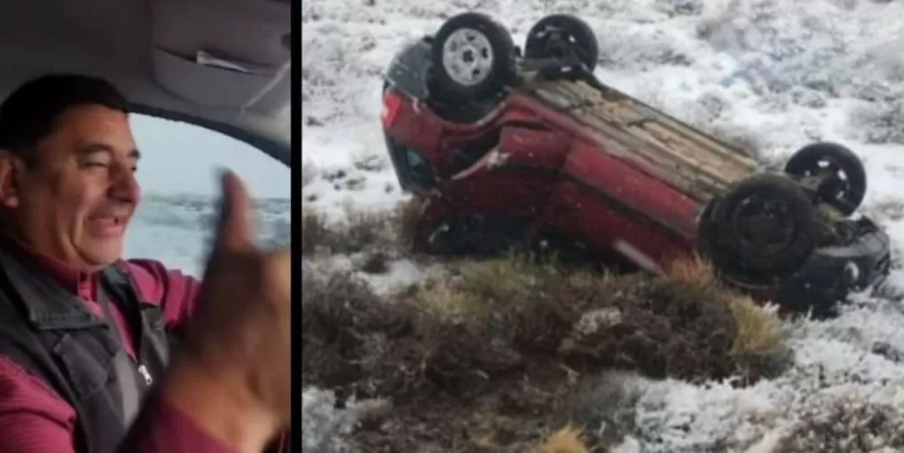 Periodistas de Santa Cruz volcaron en la ruta cerca de Perito Moreno 