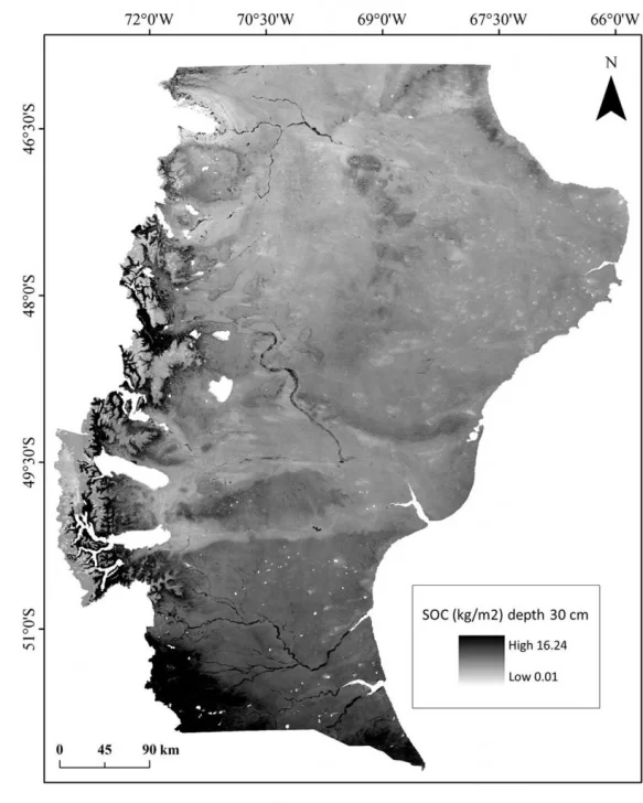 El INTA publicó el mapa del contenido de carbono del suelo de la provincia de Santa Cruz