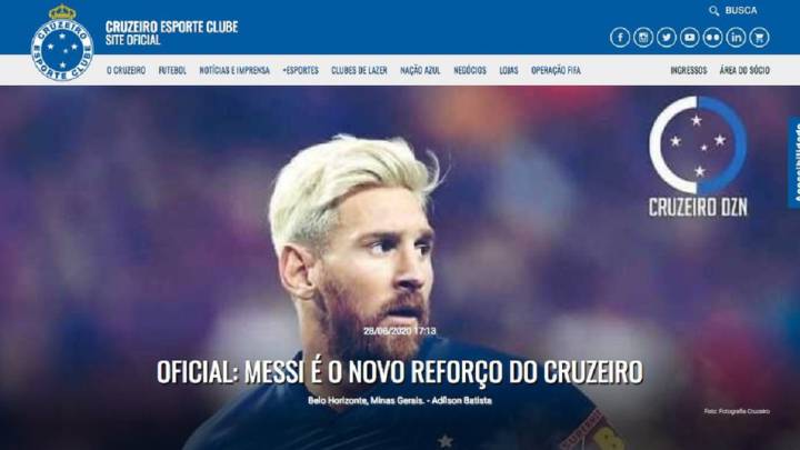 Hackearon la cuenta del Cruzeiro de Brasil anunciando la contratación de Messi