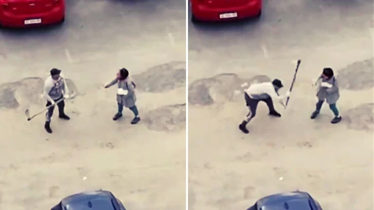 Un hombre atacó a una mujer con una azada y le quebró el brazo: todo quedó filmado