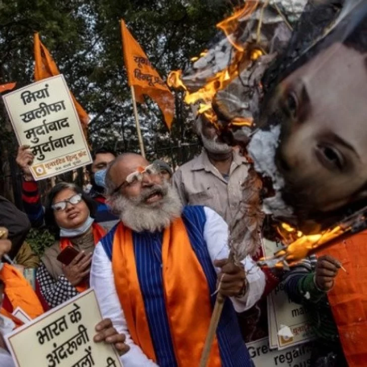 Queman fotos de Rihanna y Greta Thunberg durante protestas en India
