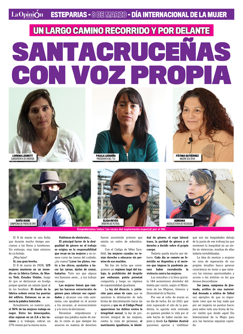 Tapa suplemento especial por el 8M, Día Internacional de la Mujer