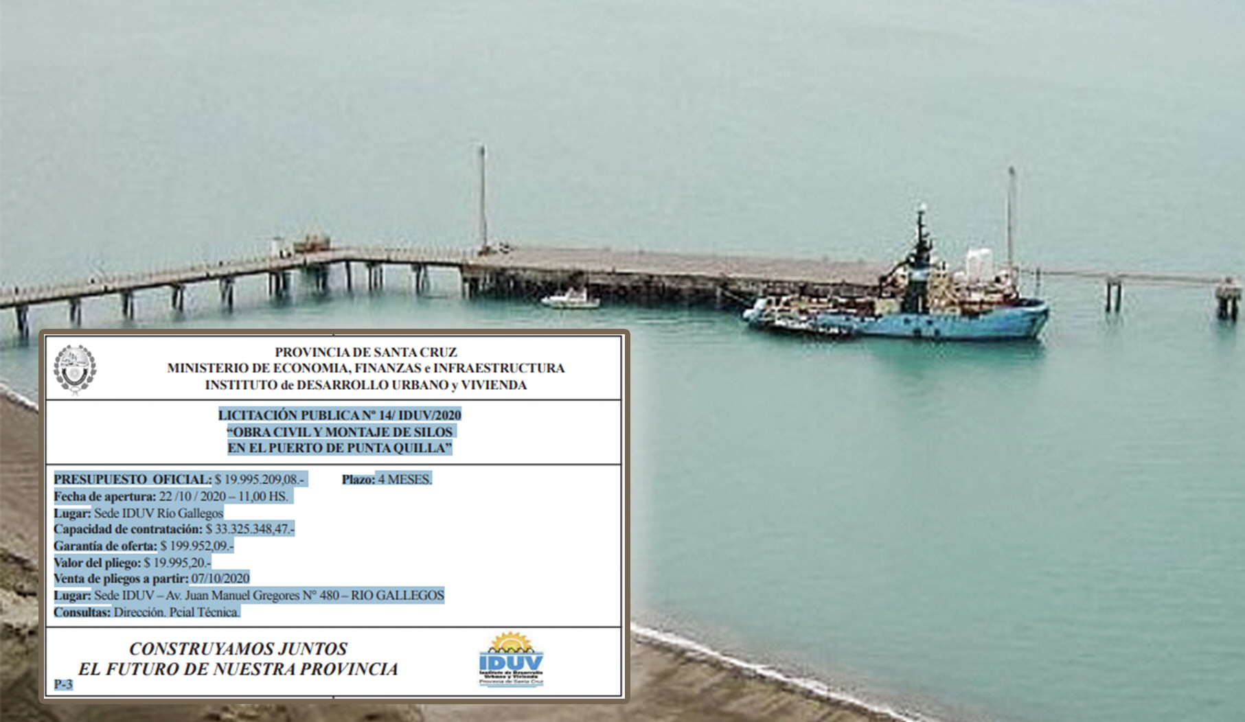 Empezará el montaje de los silos de acopio de granos en el Puerto de Punta Quilla