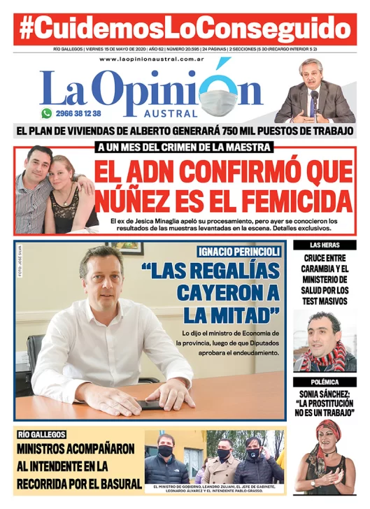 Diario La Opinión Austral edición impresa del 15 de mayo de 2020, Santa Cruz, Argentina