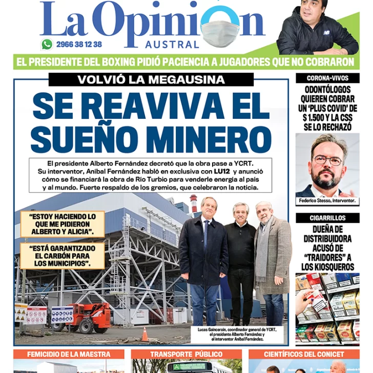 Diario La Opinión Austral edición impresa del 16 de mayo de 2020, Santa Cruz, Argentina