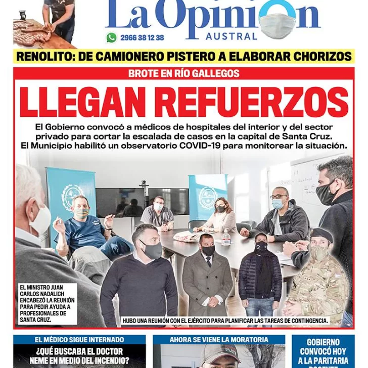 Diario La Opinión Austral edición impresa del 22 de julio de 2020, Santa Cruz, Argentina