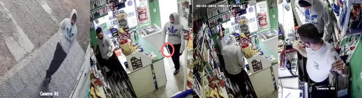 Delincuente asaltó un kiosco con un cuchillo de carnicero